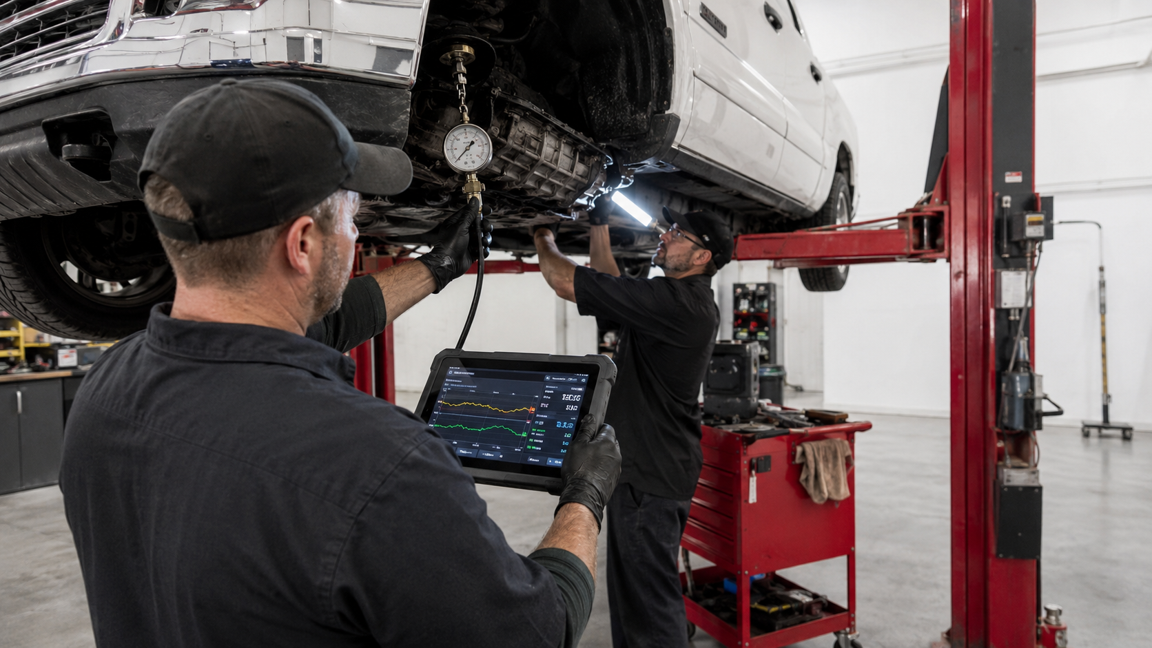 Advanced electronic and mechanical transmission diagnosis at Pitbull